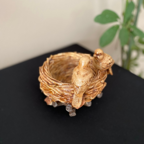 2 Kuşlu Dekoratif Kuş Yuvası Sepet