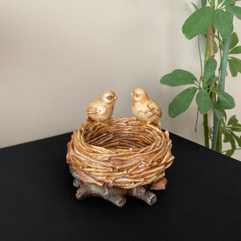 2 Kuşlu Dekoratif Kuş Yuvası Sepet