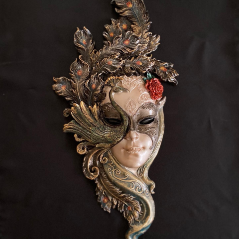 Duvar Dekoru Tavus Kuşlu Büyük Mask