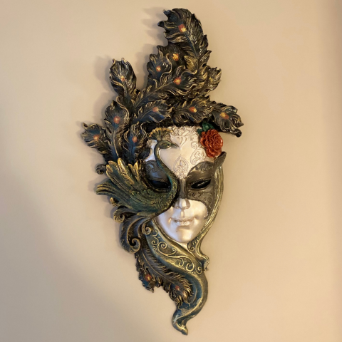 Duvar Dekoru Tavus Kuşlu Büyük Mask