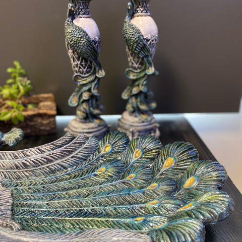 Tavus Kuşu Şamdan ve Tavus Kuşu Tabak Seti