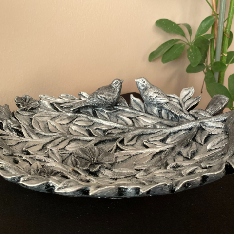 Dallı 2 Kuşlu Gümüş Silver Dekoratif Tabak