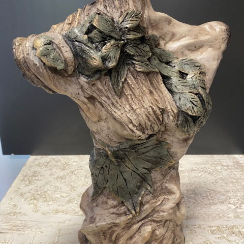 Çiçekli Kadın Tors Heykel