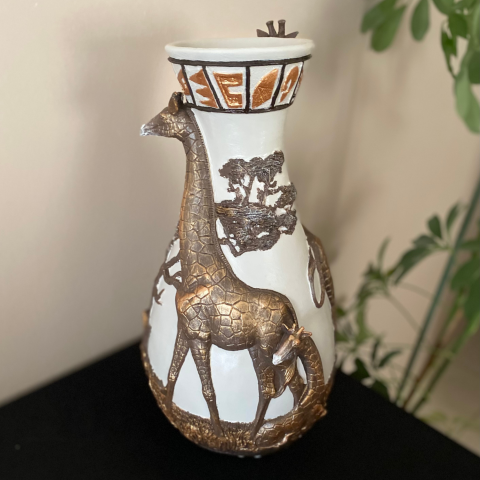 Zürafalı Zürafa Desenli Vazo