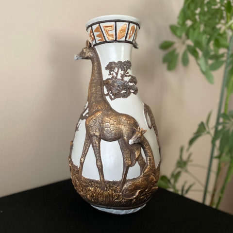 Zürafalı Zürafa Desenli Vazo