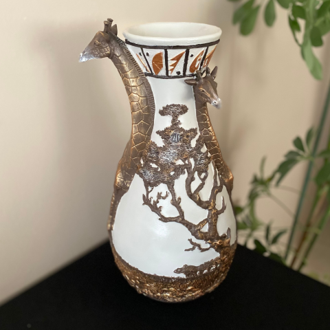 Zürafalı Zürafa Desenli Vazo