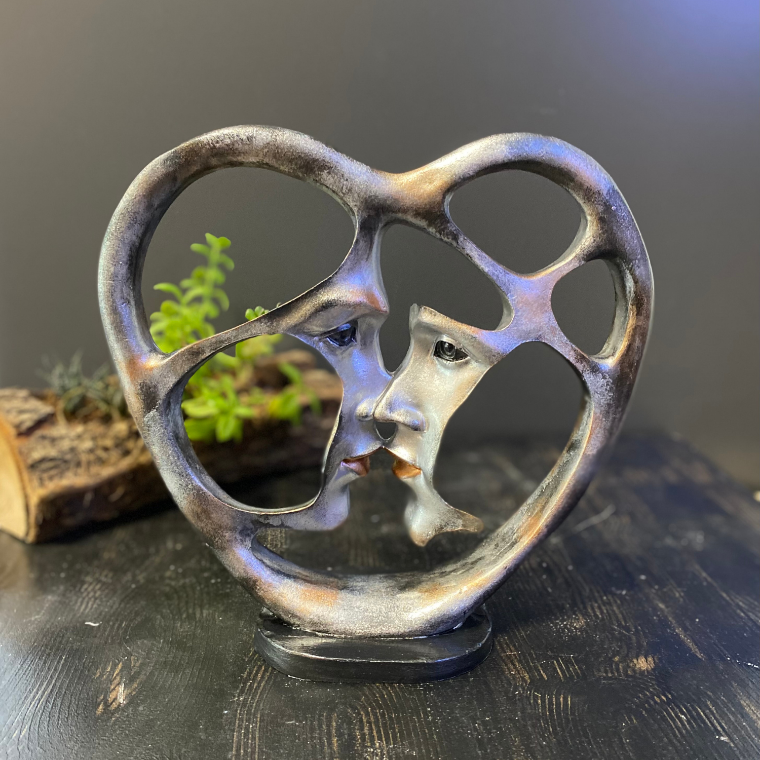 Kalp İçinde Sevgili Çift Biblo