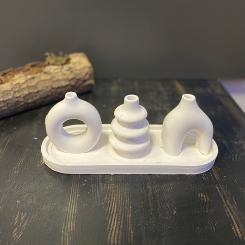 Tabaklı 3'lü Vazo Set