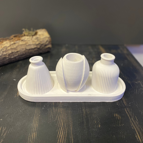 Tabaklı 3'lü Vazo Set