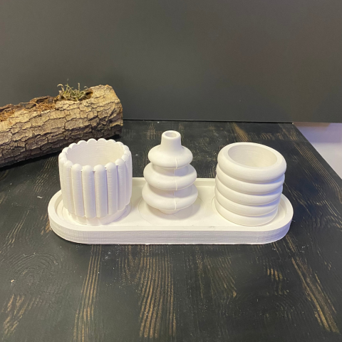 Tabaklı 3'lü Vazo Set