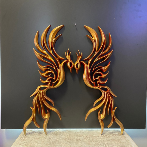 Soyut Anka Kuşu Duvar Ham Polyester Obje