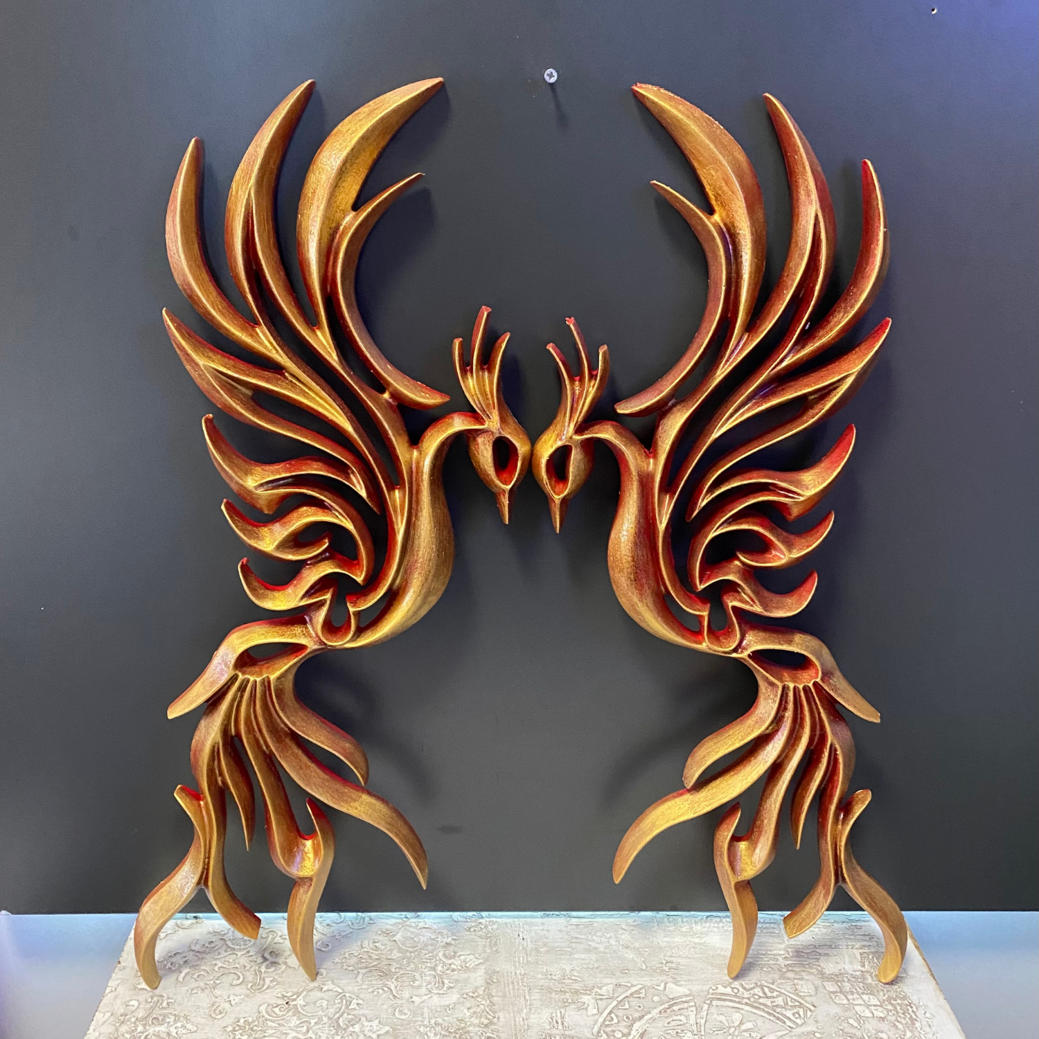 Soyut Anka Kuşu Duvar Ham Polyester Obje