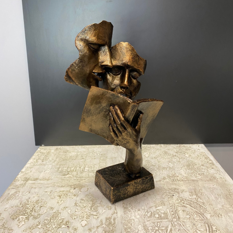 Kitap Okuyan Çift Bronz Mask