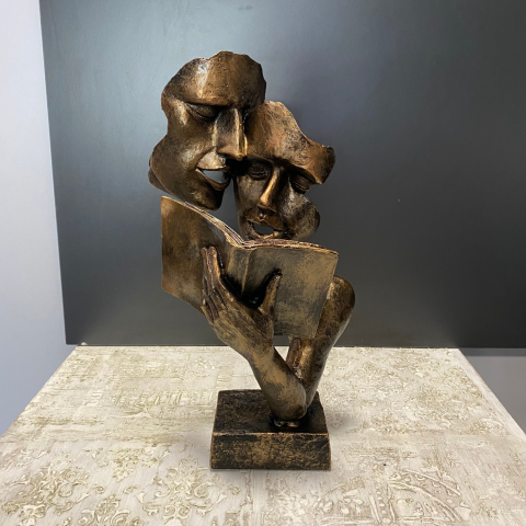 Kitap Okuyan Çift Bronz Mask